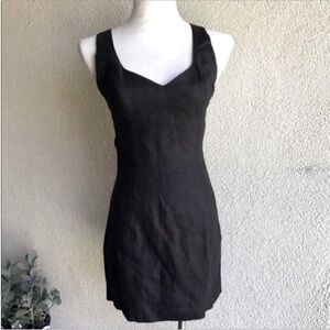 Elegant Black Linen Sleeveless Dress